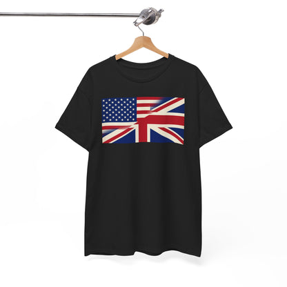 USA-UK Flag Graphic Tee — American British Union Jack Mashup T-Shirt