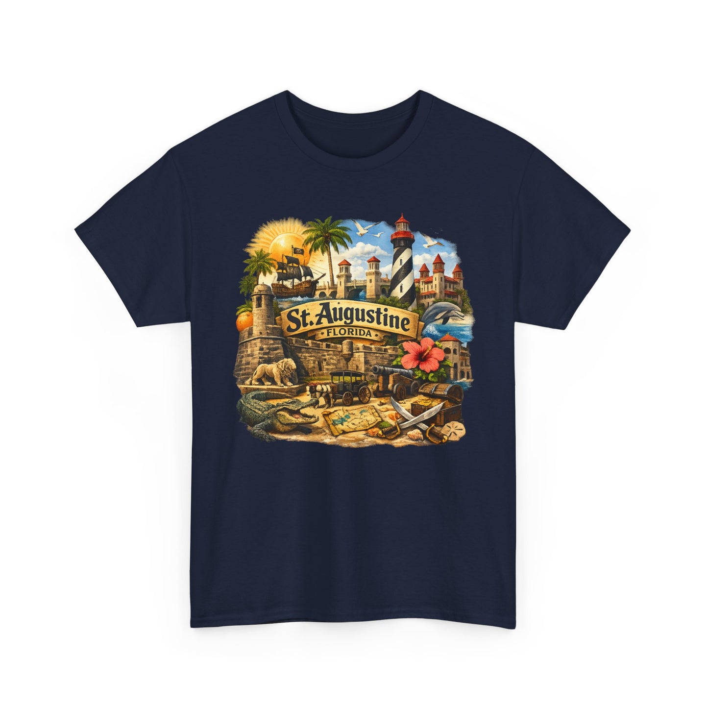 St. Augustine Florida Vintage Travel Tee — Retro Beach & Lighthouse Souvenir T-Shirt