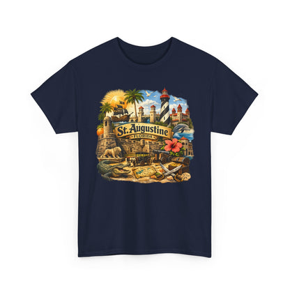 St. Augustine Florida Vintage Travel Tee — Retro Beach & Lighthouse Souvenir T-Shirt