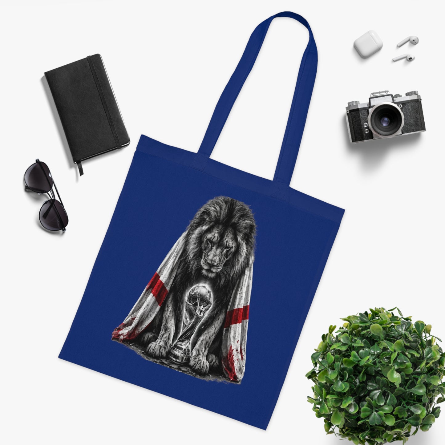 England Lion Tote Bag – Protective Lion Illustration Cotton Tote