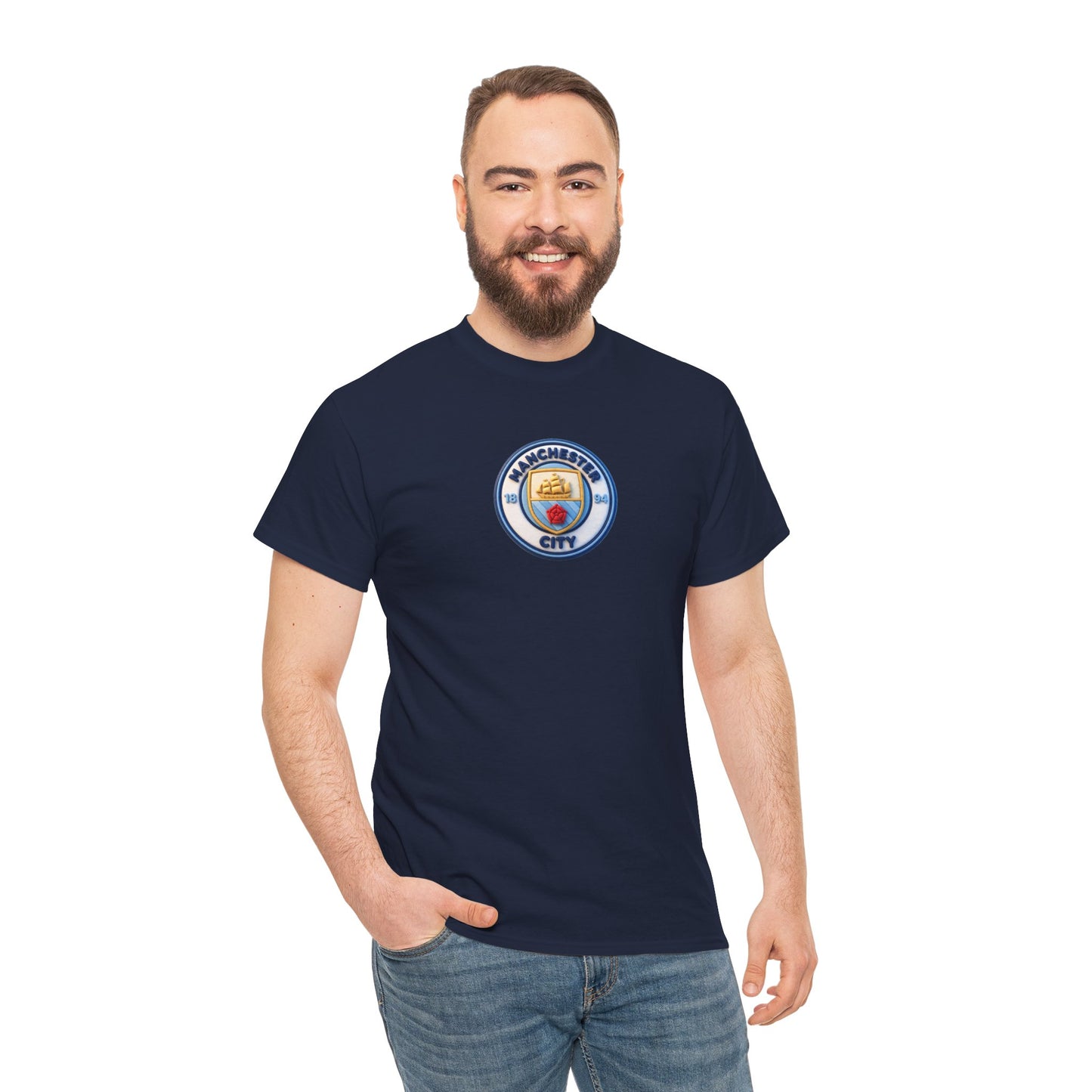 Manchester City Crest Unofficial 3D T-Shirt — Minimal Soccer Logo Tee