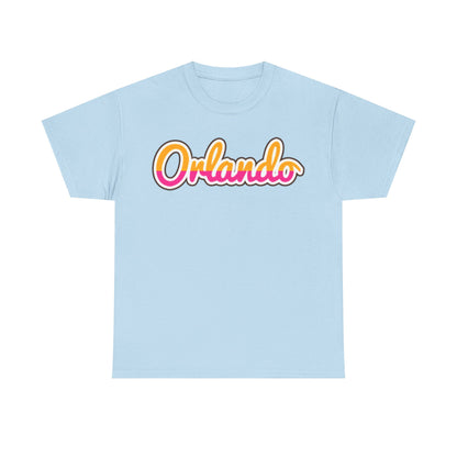 Orlando Retro Script Tee — Vintage Sunset City Souvenir Shirt