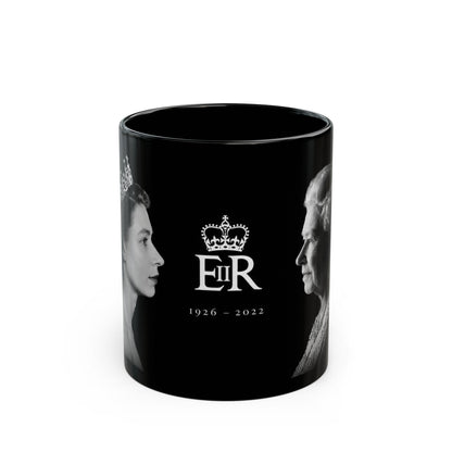 Queen Elizabeth II Memorial Black Mug – E II R Tribute Design (1926–2022)