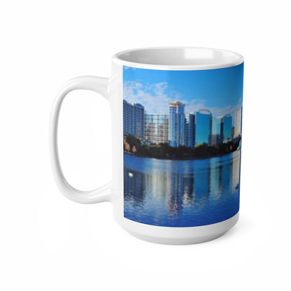 City Skyline Ceramic Mug — Waterfront Reflection Coffee Cup (11oz & 15oz)