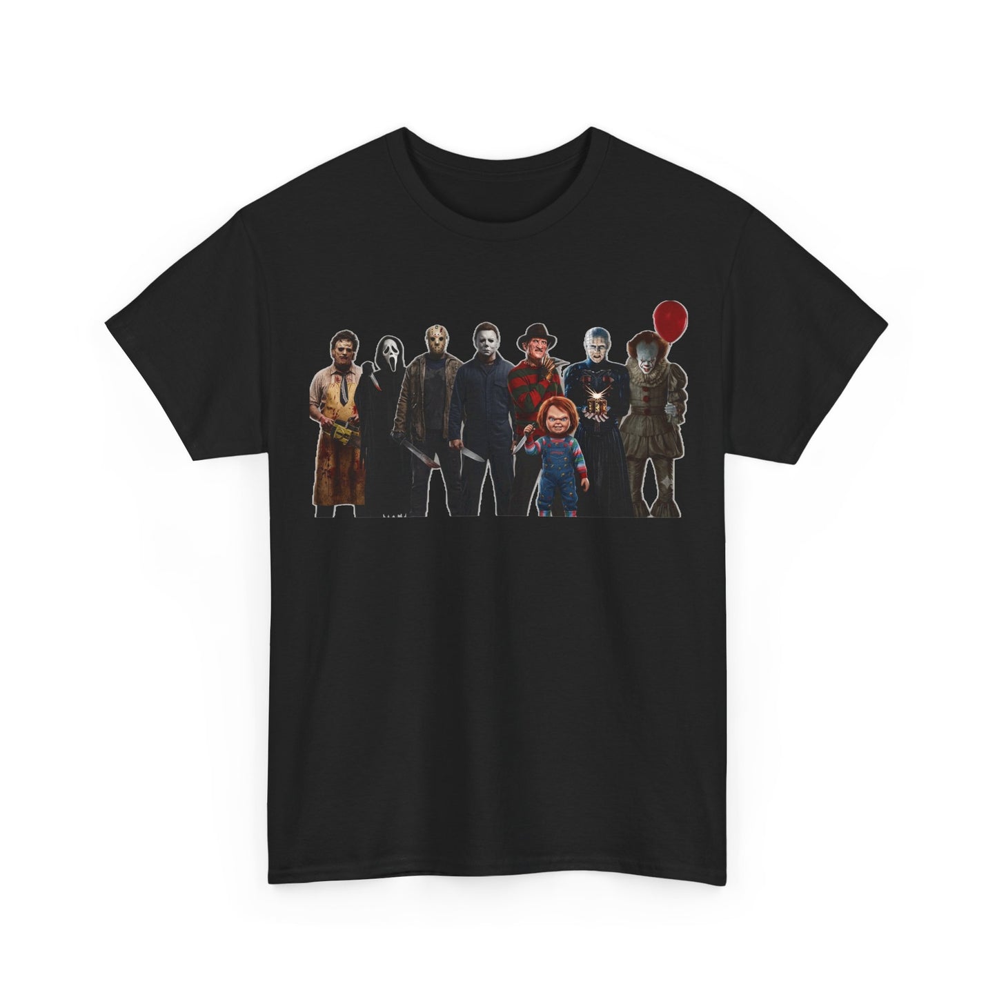 Horror Icons Collage T‑Shirt — Retro Movie Villains Graphic Tee