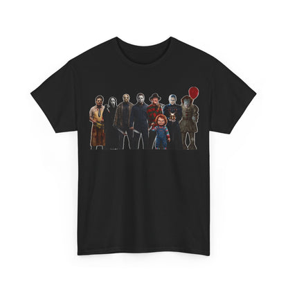 Horror Icons Collage T‑Shirt — Retro Movie Villains Graphic Tee