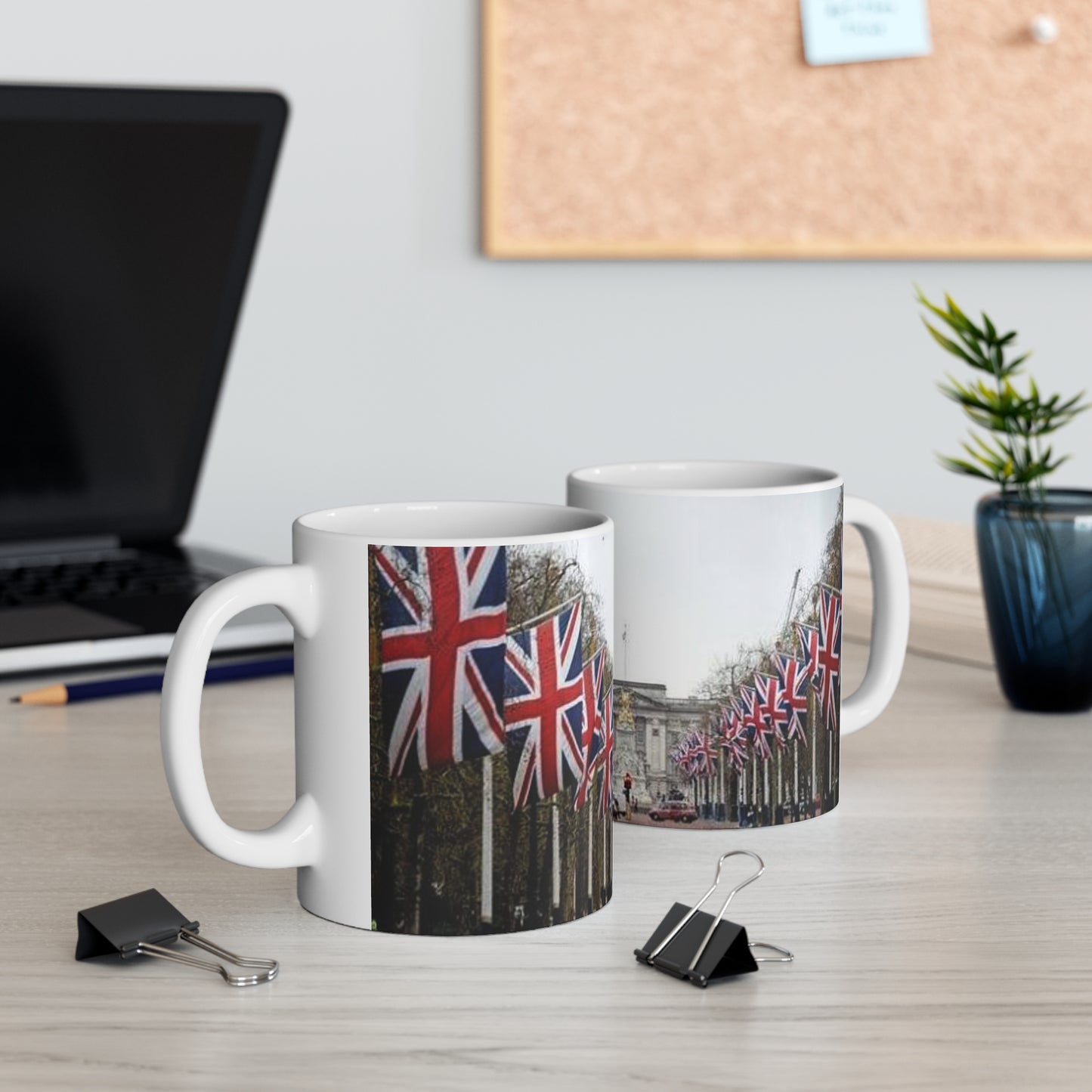 Union Jack Street Scene Ceramic Coffee Mug — 11oz & 15oz