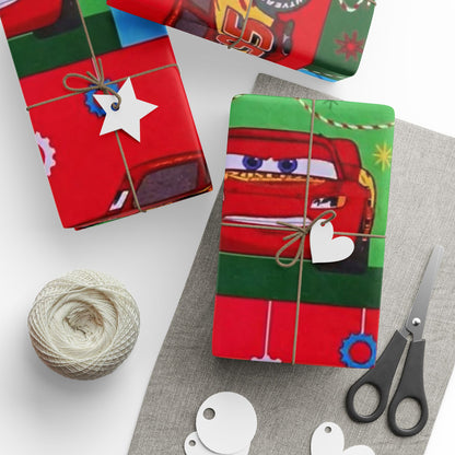 Cars Lightning McQueen Holiday Wrapping Paper – Festive Cheer Gift Wrap