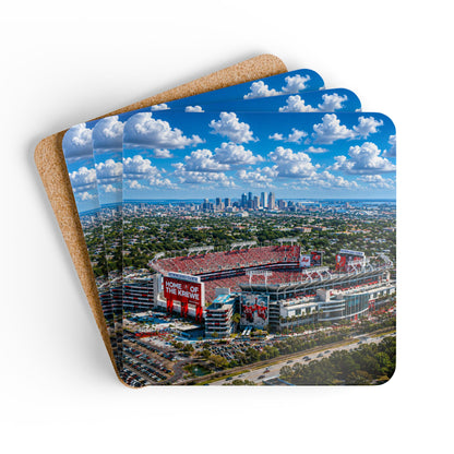 Tampa Bay Raymond James Stadium Cork Coaster Set — Aerial Stadium Photo Drink Coasters (Set of 4)