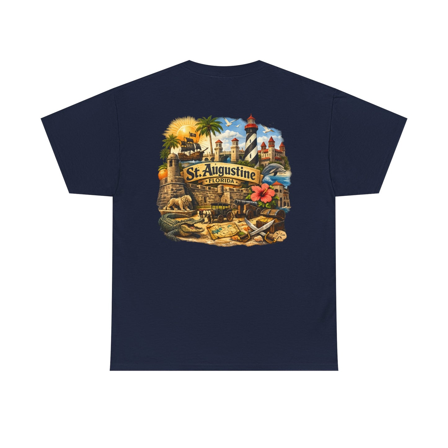 St. Augustine Florida Vintage Travel Tee — Retro Beach & Lighthouse Souvenir T-Shirt