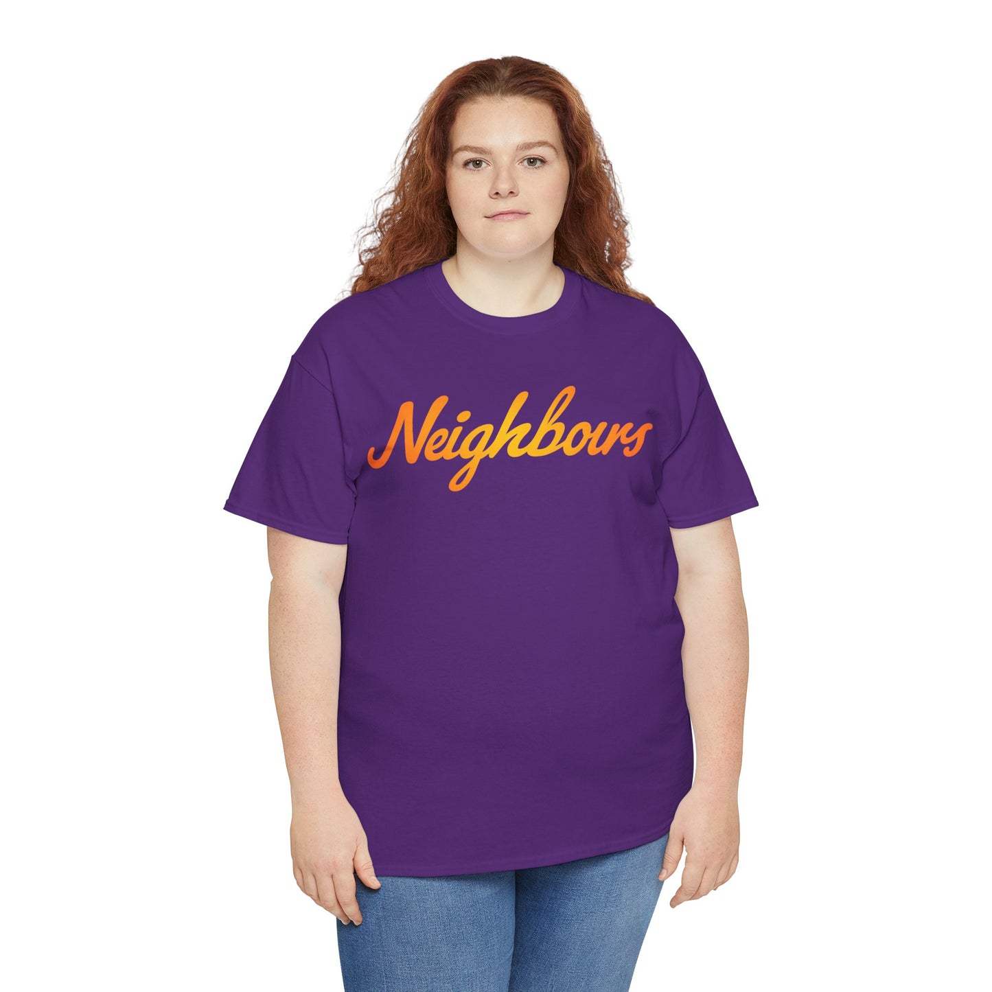 Neighbours Script T‑Shirt — Retro Orange Neighborhood Tee