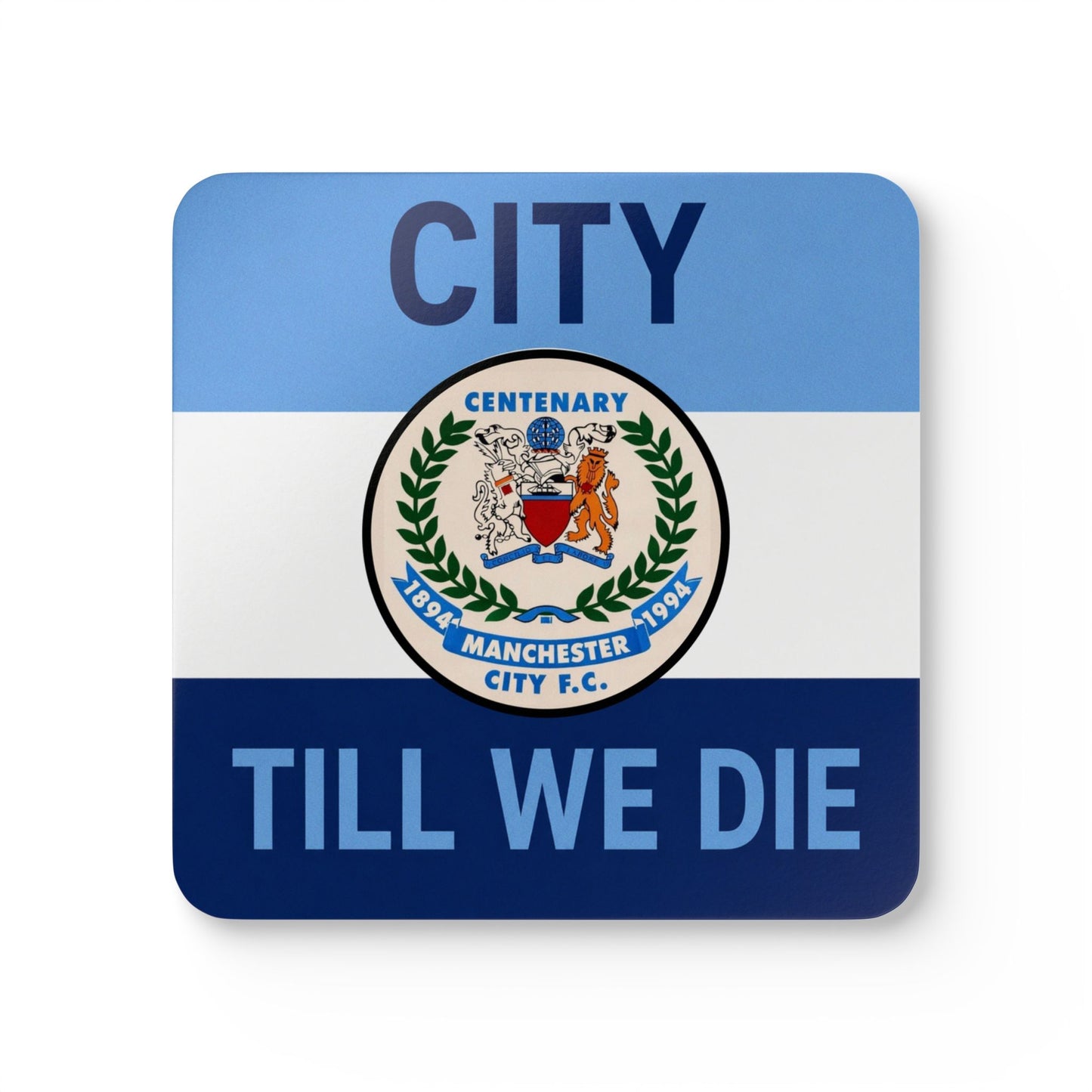 Cork Coaster Set — 'City Till We Die' Football Fan Drink Coasters (Blue Crest Design)