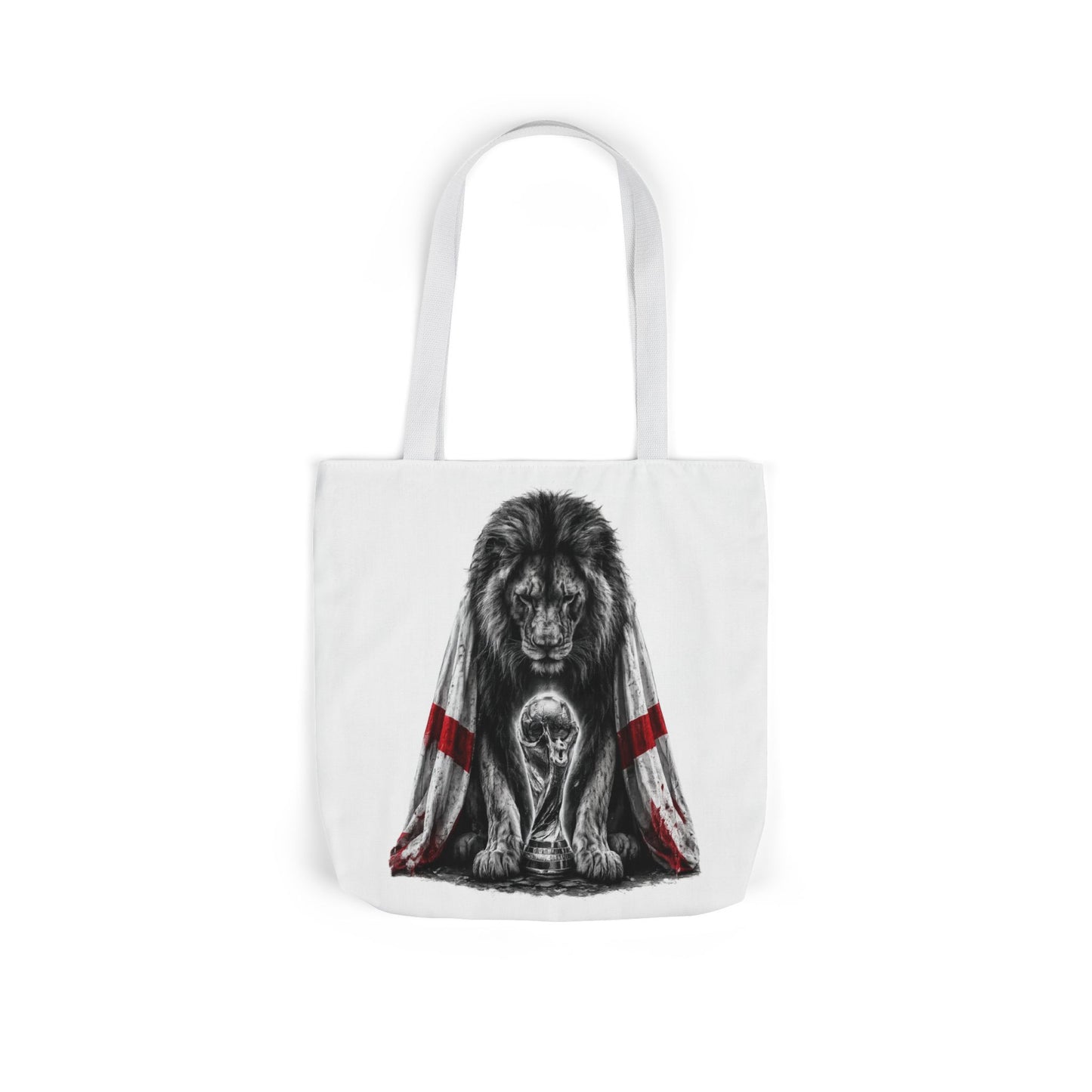 England Lion Guardian Canvas Tote — Protective Lion & Cub Illustration Tote Bag