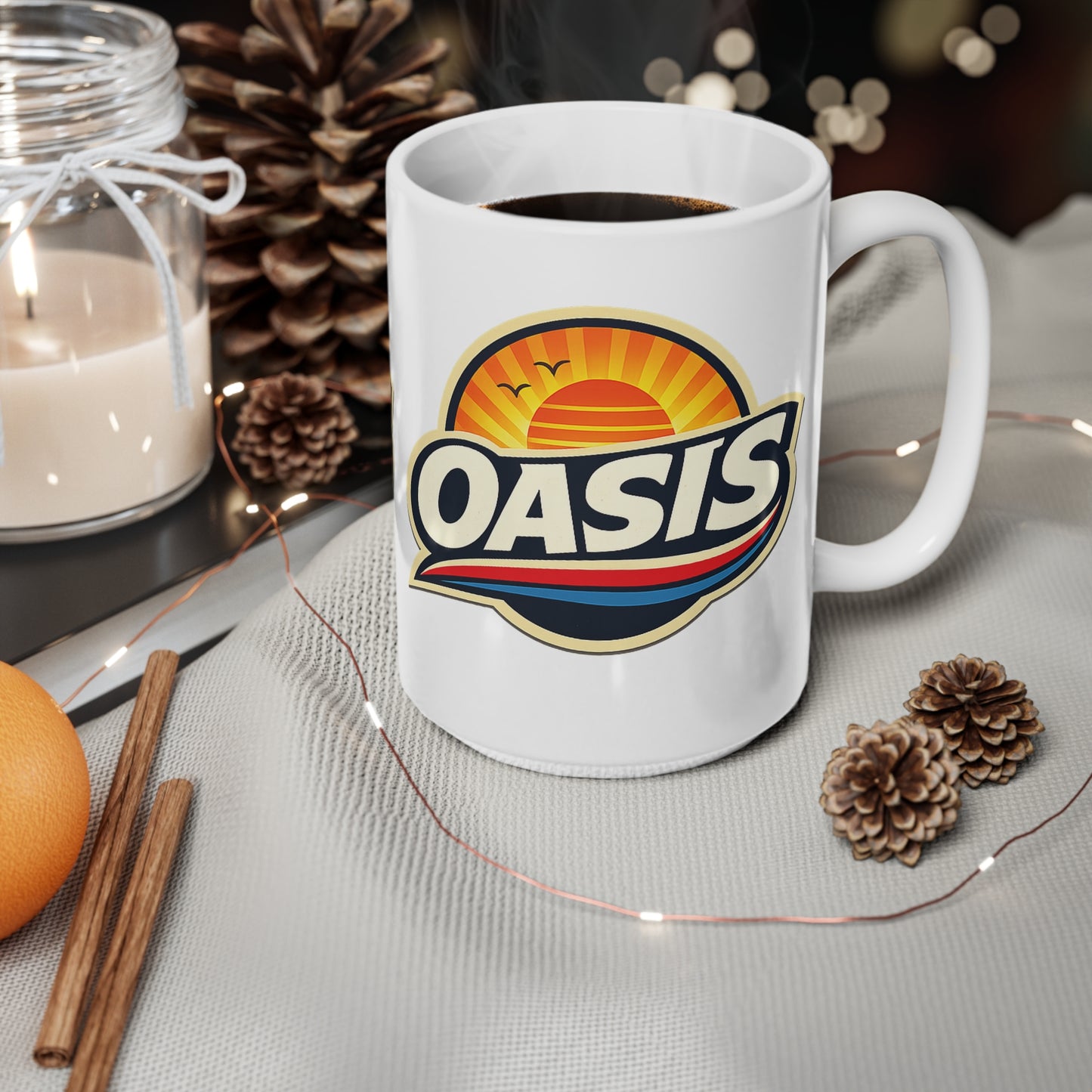 Oasis Sunrise Ceramic Mug — 11oz & 15oz Coffee Cup