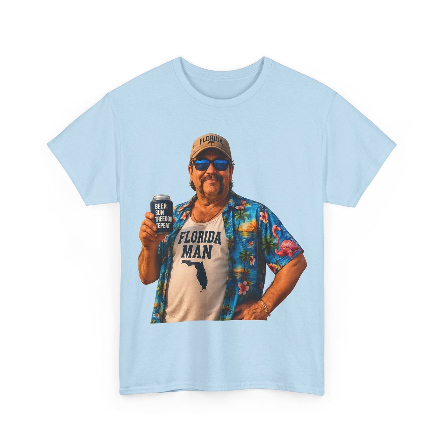 Florida Man Graphic Tee — Funny Vacation Shirt with Hawaiian Shirt Design