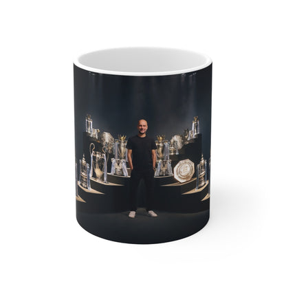 Pep Guardiola Manchester City Ceramic Mug — Champion Trophies Photo Coffee Cup (11oz & 15oz)