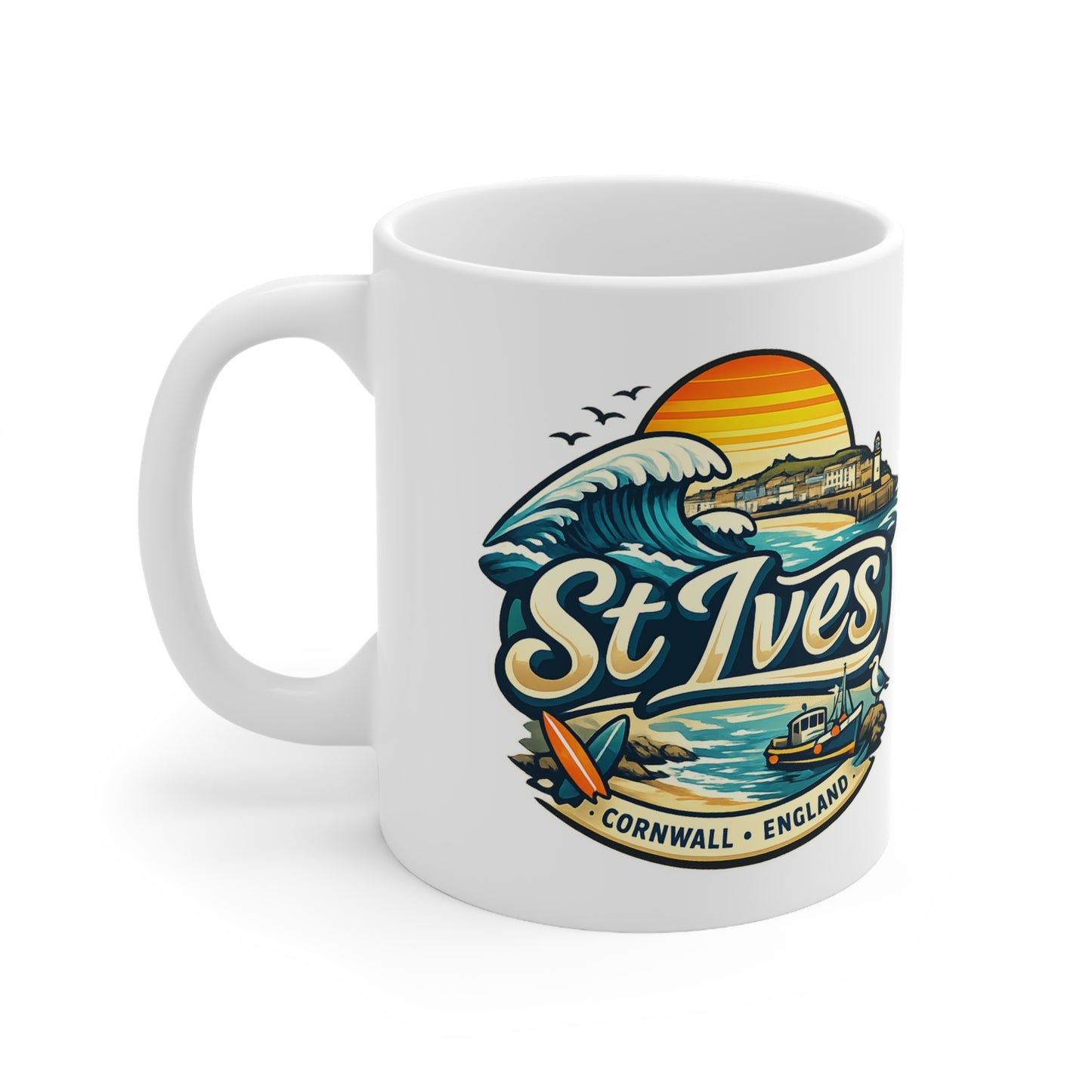 St Ives Cornwall Surf Mug — Ceramic Coffee Cup (11oz & 15oz)