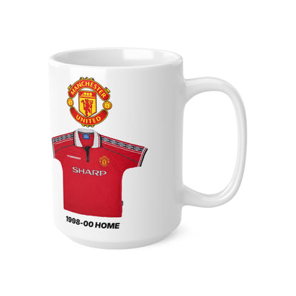 Manchester United Retro 1998-00 Home Jersey Mug — Ceramic Coffee Cup (11oz & 15oz)