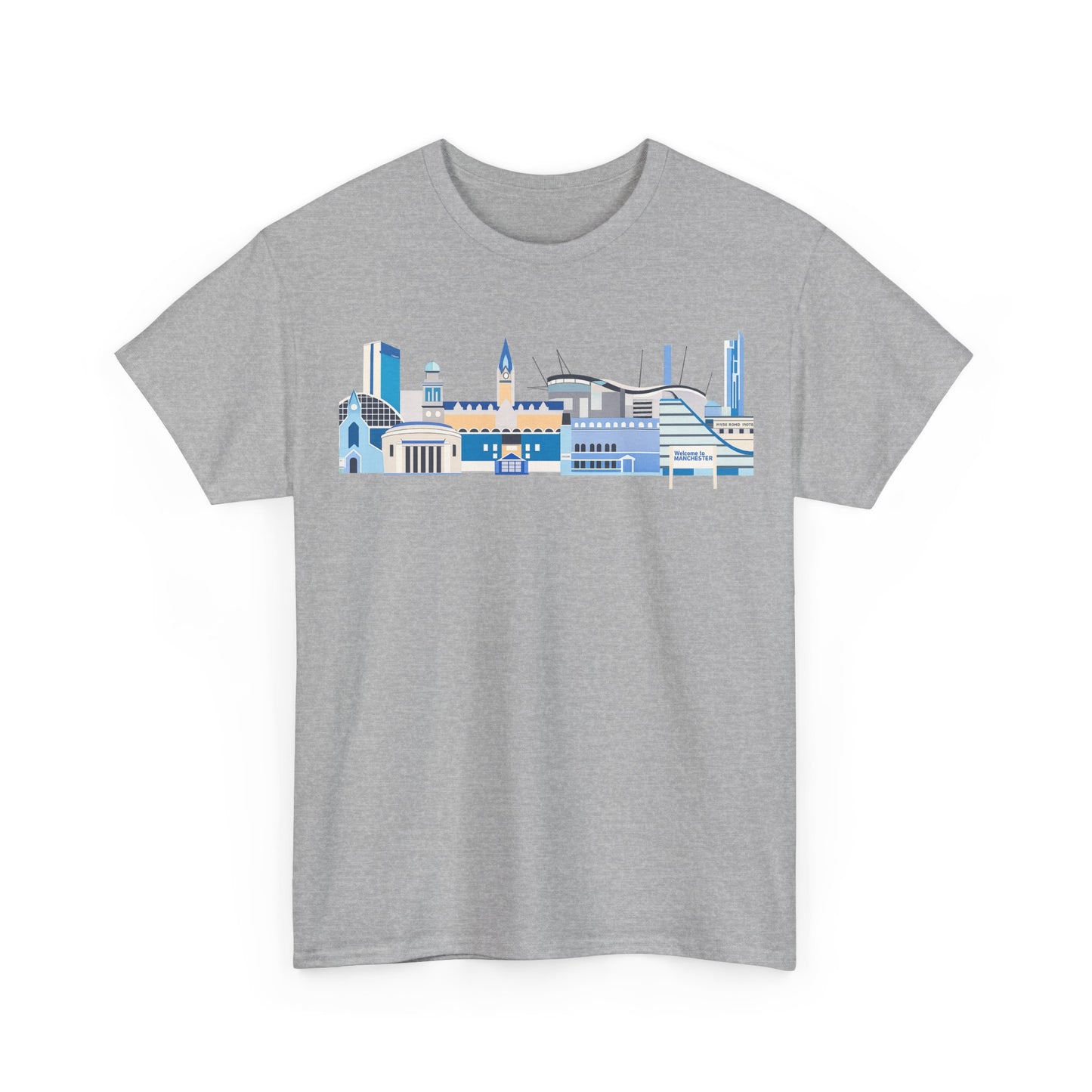 Manchester City Skyline Tee — Minimal Blue Urban Landscape T‑Shirt