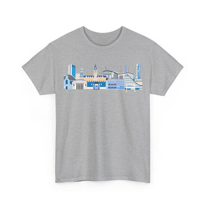 Manchester City Skyline Tee — Minimal Blue Urban Landscape T‑Shirt