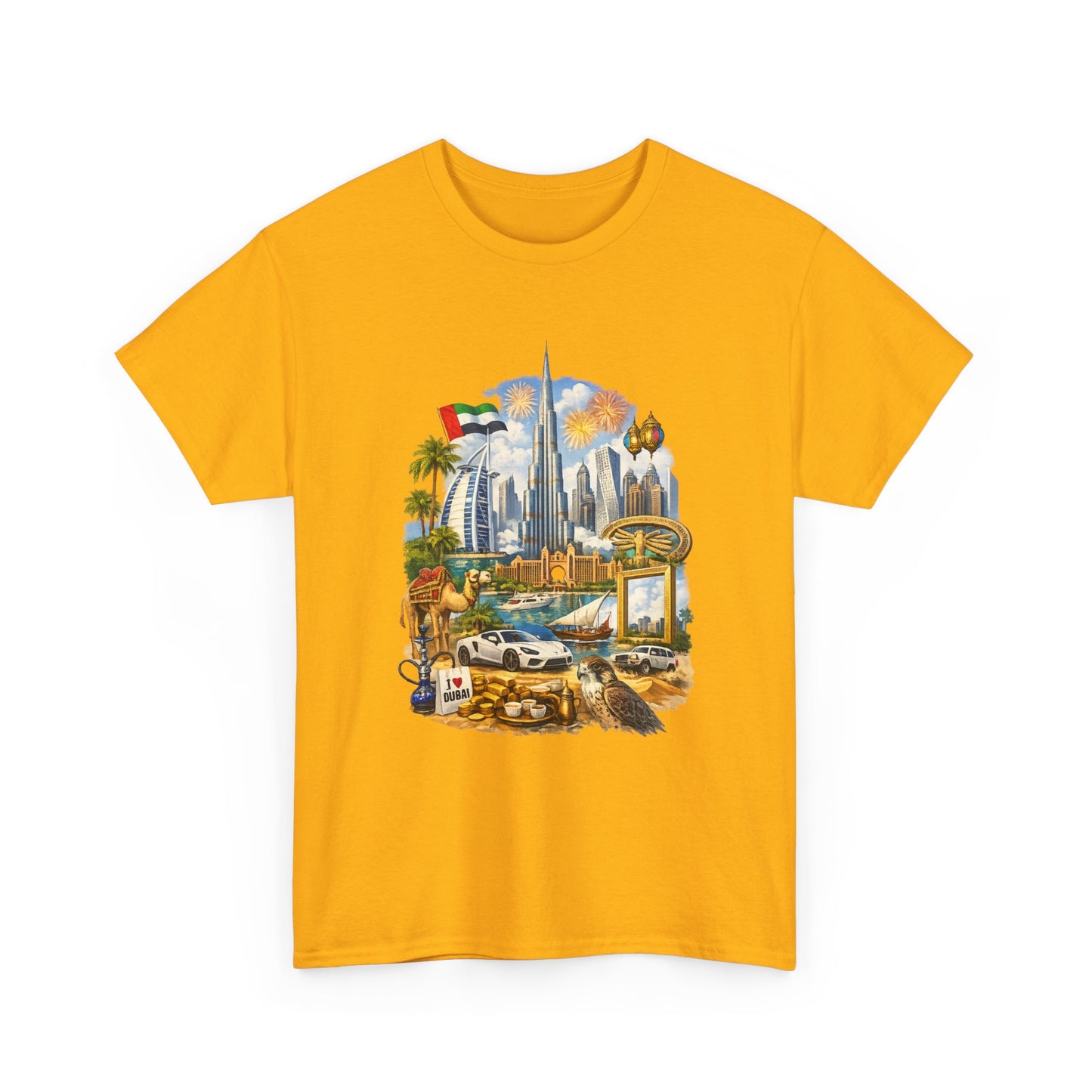 Dubai Skyline Beach Vacation T-Shirt – Retro Travel Collage Tee