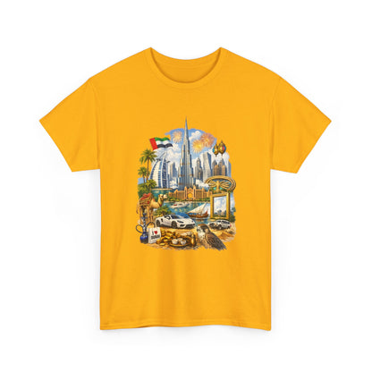 Dubai Skyline Beach Vacation T-Shirt – Retro Travel Collage Tee