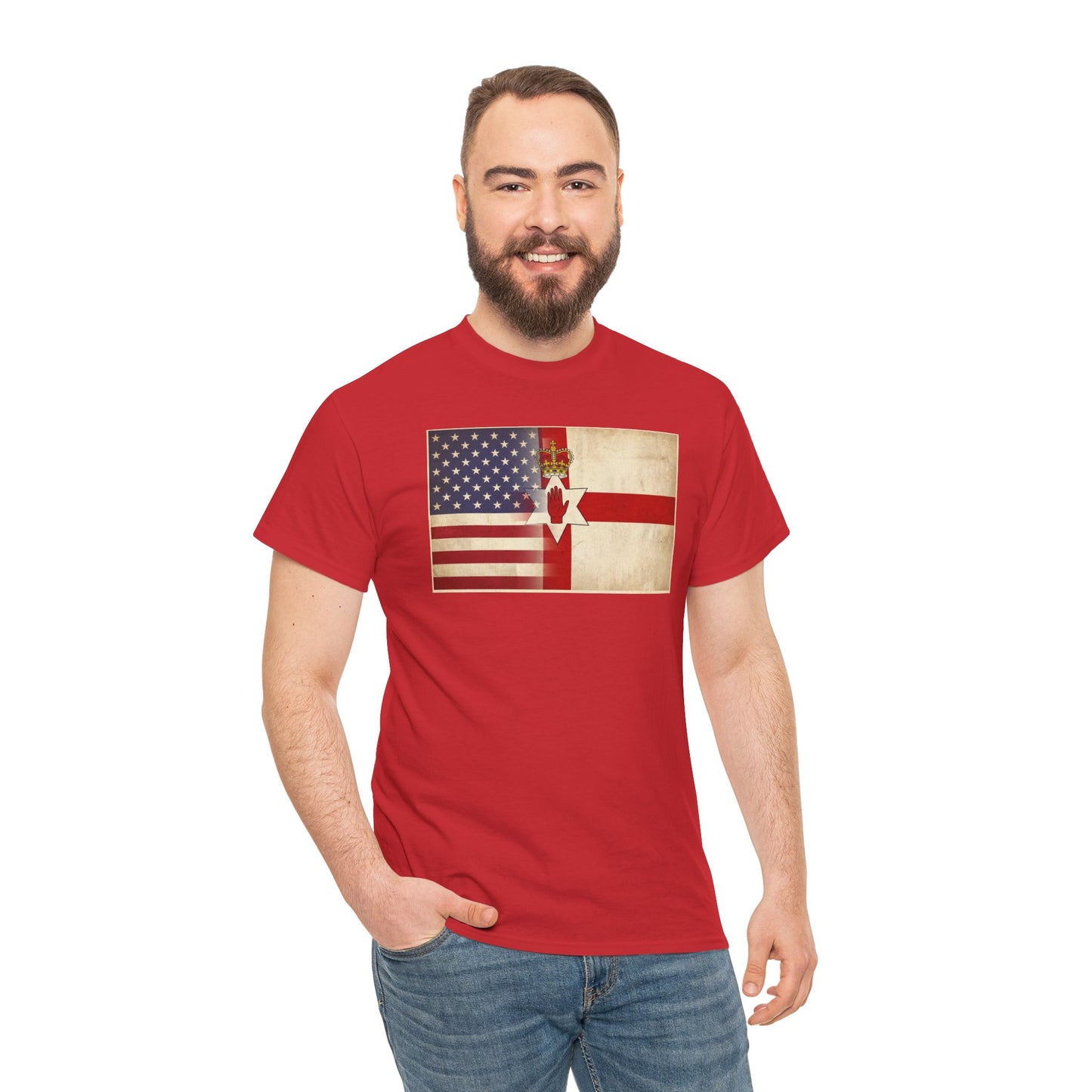 USA / Northern Ireland Flag T-Shirt – Vintage USA & Ulster Cross Tee