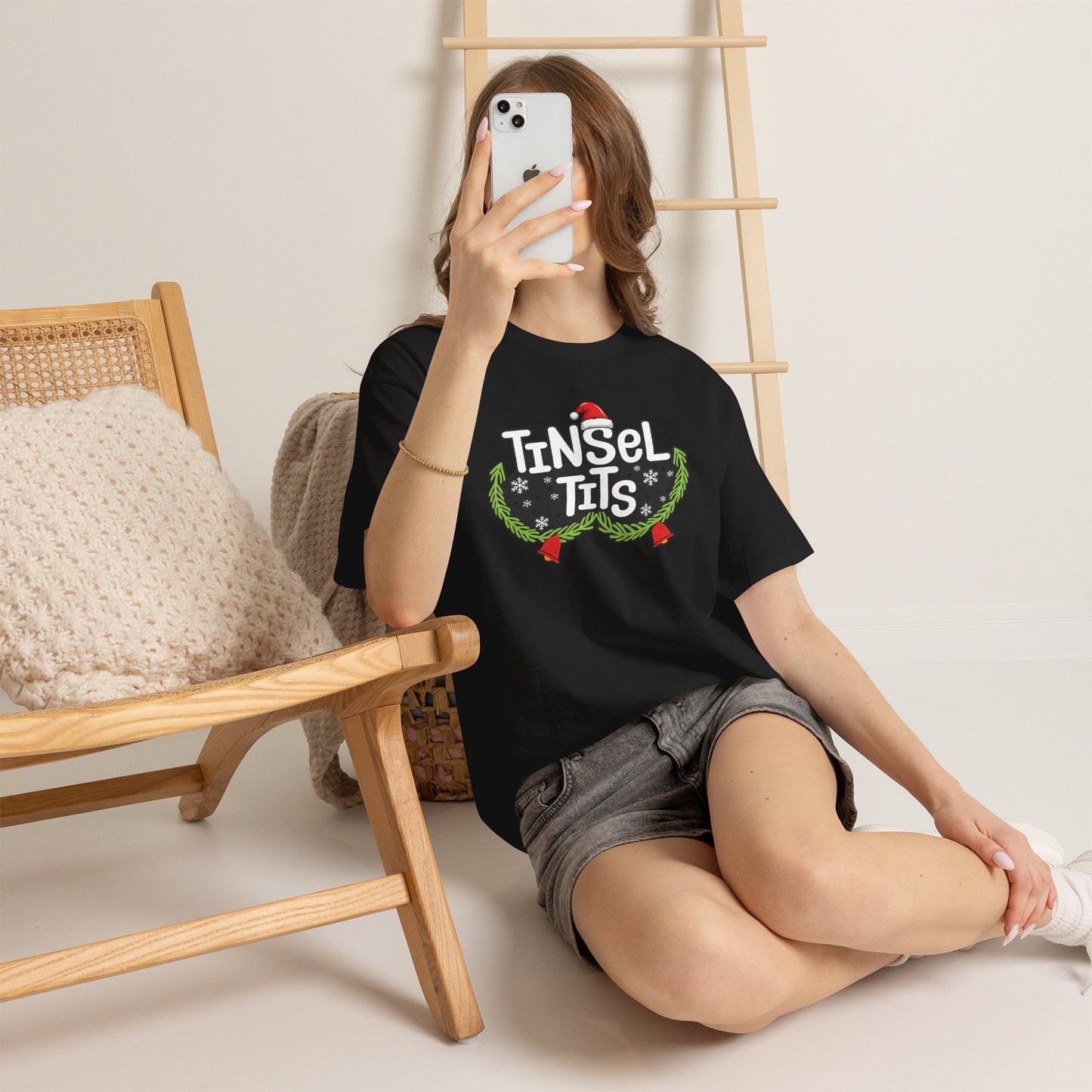 T-Shirt — "Tinsel Tits" Funny Christmas Wreath Holiday Tee