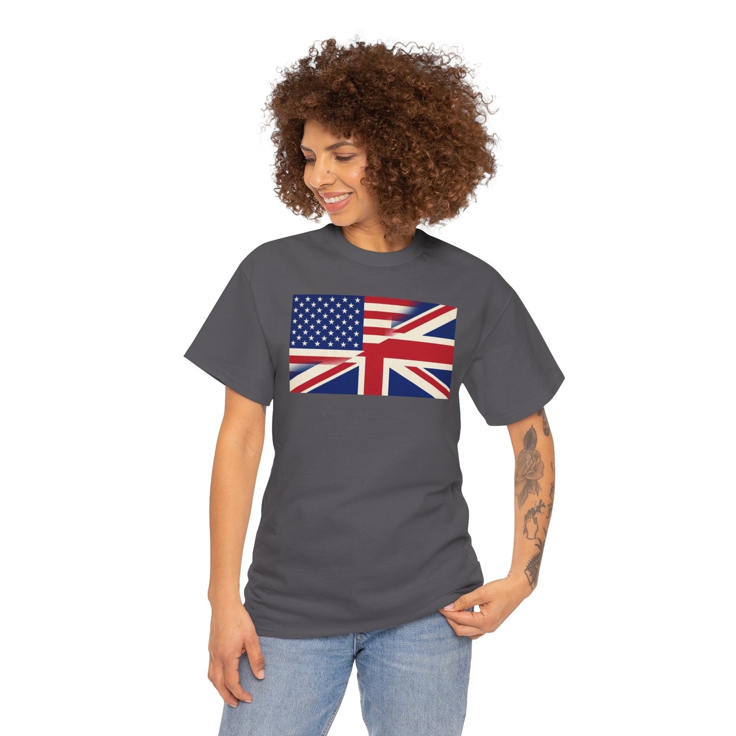 USA-UK Flag Graphic Tee — American British Union Jack Mashup T-Shirt