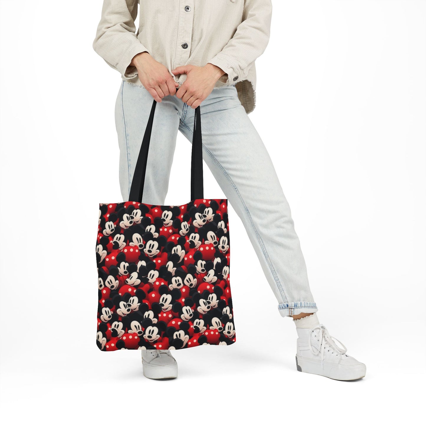 Mickey Mouse Canvas Tote — Retro Cartoon Character Allover Print