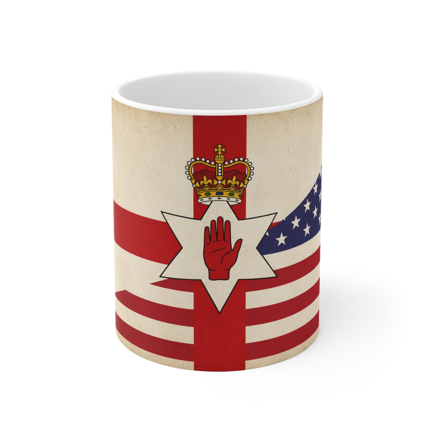 Northern Ireland / USA Ceramic Mug — Irish-American Union Flag Design (11oz, 15oz)