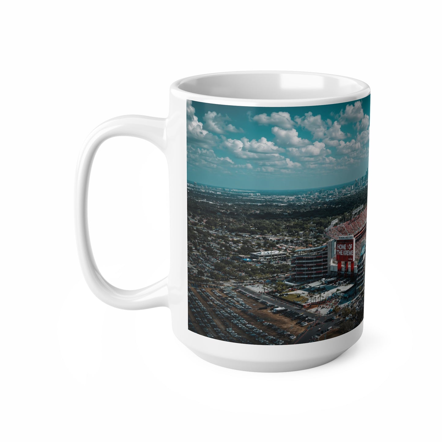 Tampa Bay Raymond James Stadium Aerial Photo Mug – Skyline Coffee Cup (11oz & 15oz)