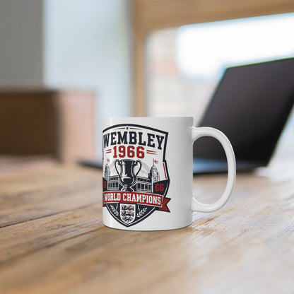 England Wembley 1966 World Champions Ceramic Coffee Mug — Football Vintage Trophy Design (11oz/15oz)