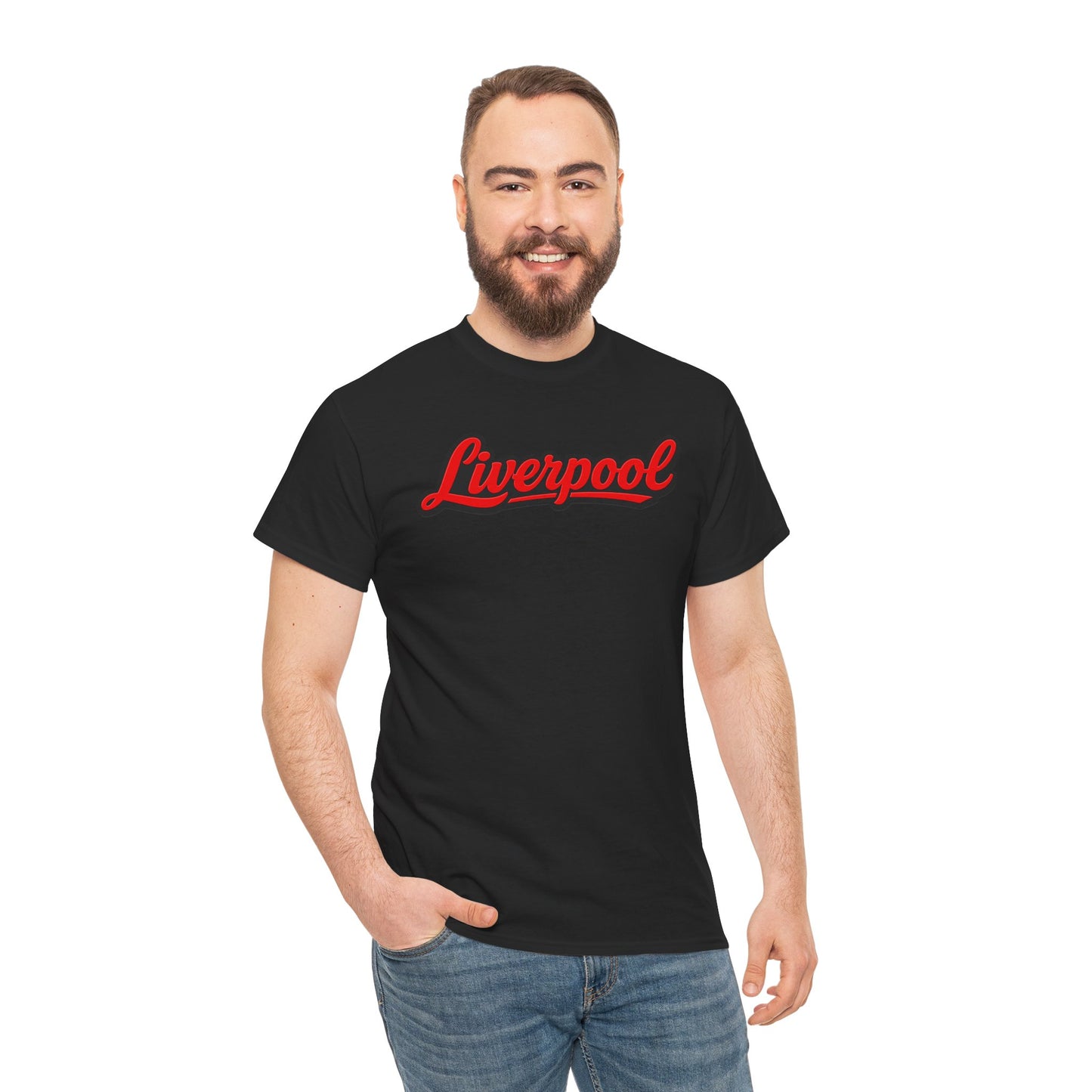 Liverpool Script T-Shirt — Retro Red Script Football Fan Tee