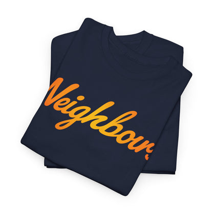 Neighbours Script T‑Shirt — Retro Orange Neighborhood Tee