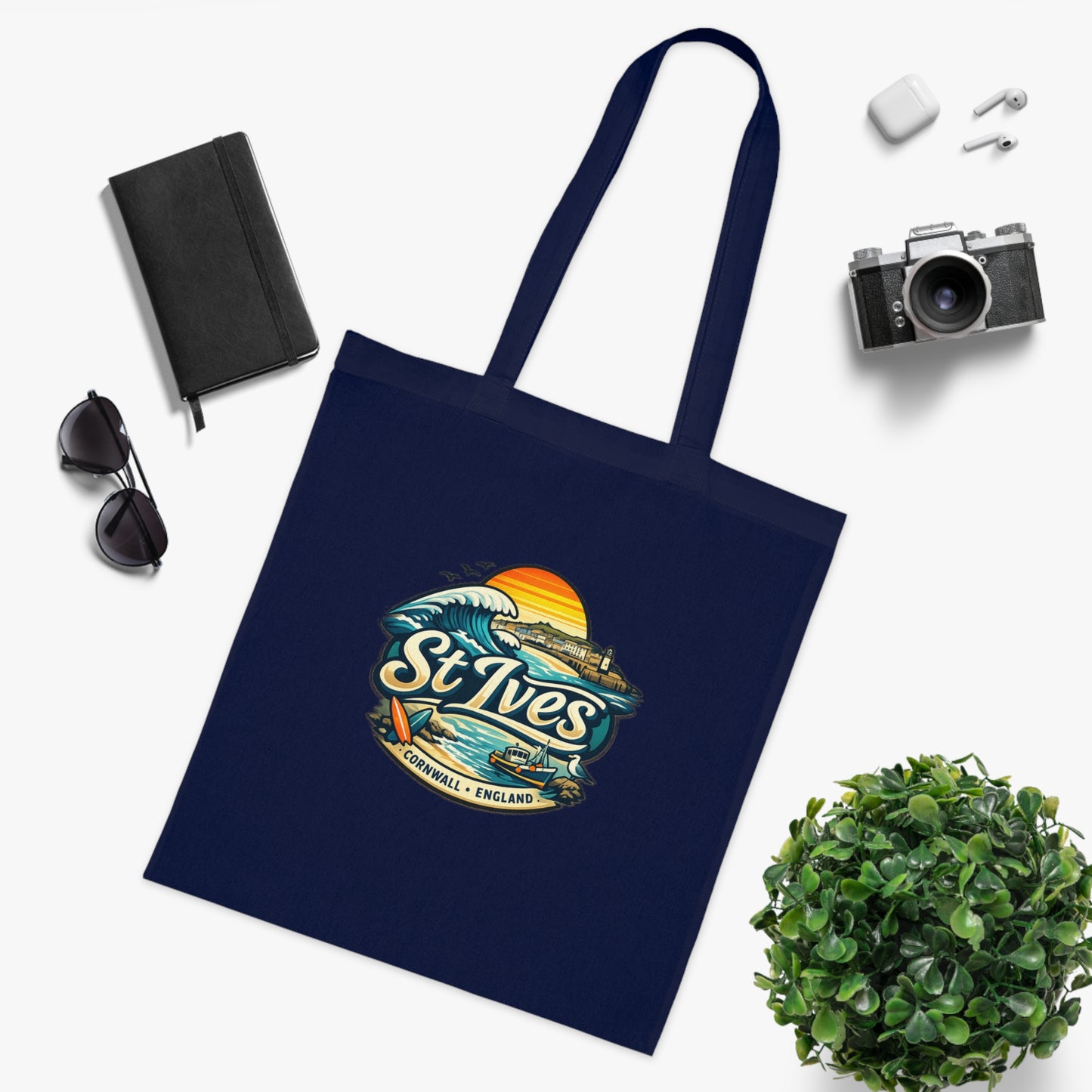 St Ives Beach Tote — Cornwall Surf Sunset Cotton Tote Bag