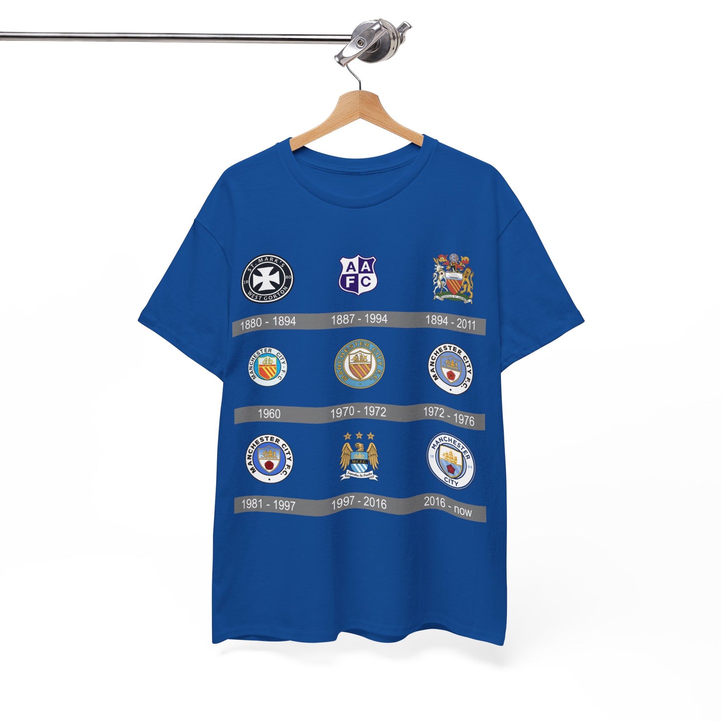 Manchester City Crest Timeline T-Shirt — Retro Club Crest History Tee