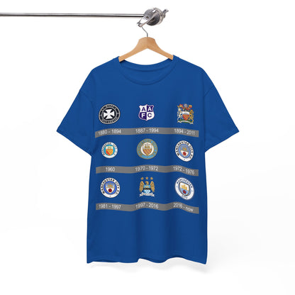 Manchester City Crest Timeline T-Shirt — Retro Club Crest History Tee