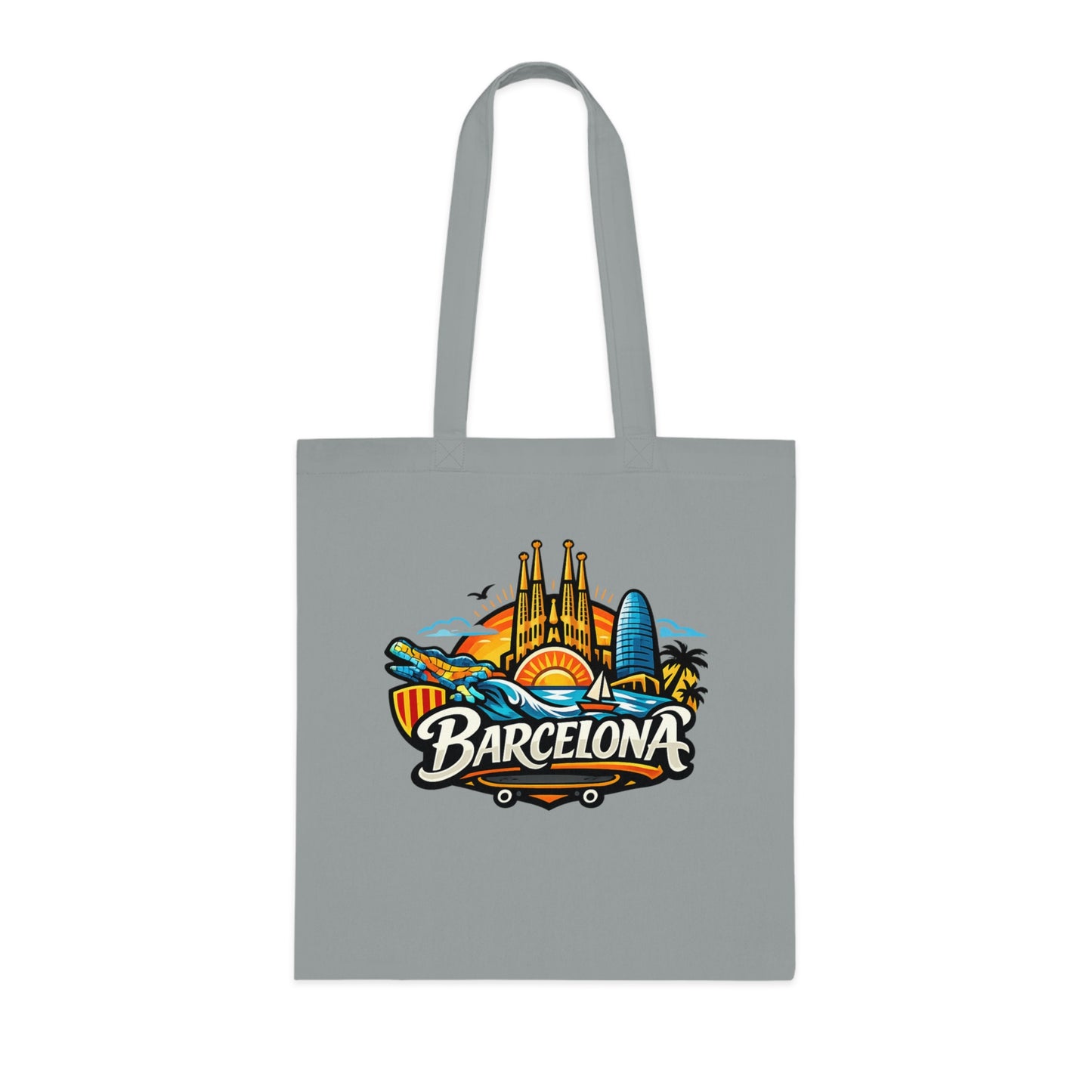 Barcelona Skyline Cotton Tote — Souvenir Travel Beach Bag