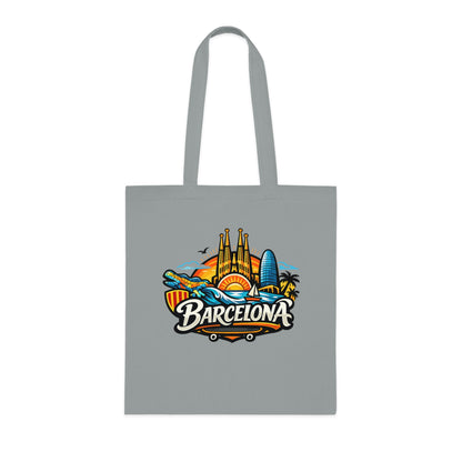 Barcelona Skyline Cotton Tote — Souvenir Travel Beach Bag
