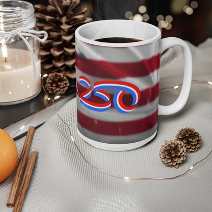 America 2024 Flag Coffee Mug — Patriotic 11oz & 15oz Ceramic Cup