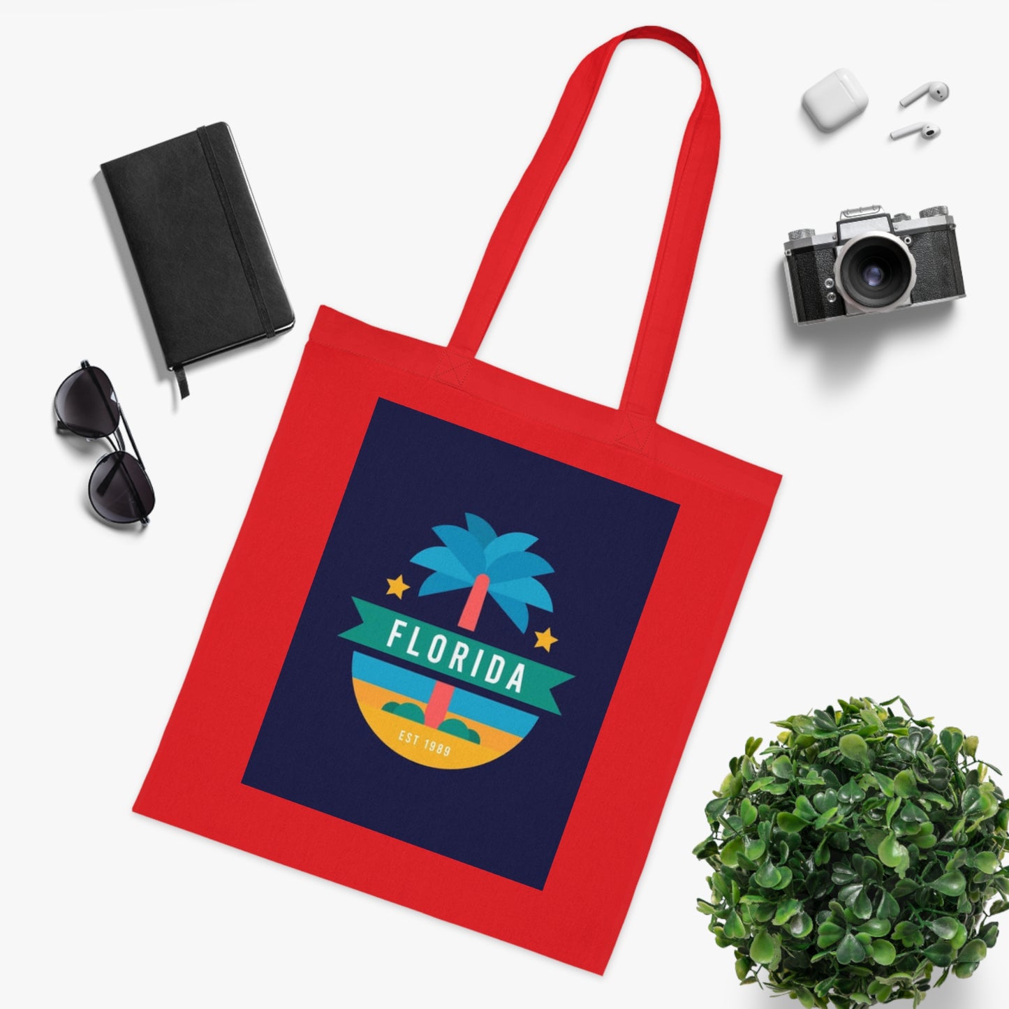 Florida Palm Beach Tote Bag – Retro State Travel Cotton Tote