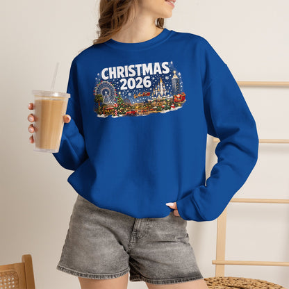 Christmas 2026 Holiday Sweatshirt – Festive Winter Cityscape Crewneck