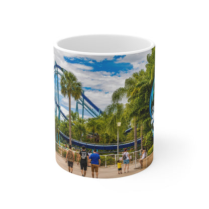 Sea World Theme Park Roller Coaster Photo Mug — Scenic Amusement Park Ceramic Coffee Cup (11oz & 15oz)