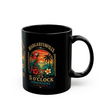 Margaritaville 5 O'Clock Mug – Black Tropical Parrot Cocktail Coffee Cup