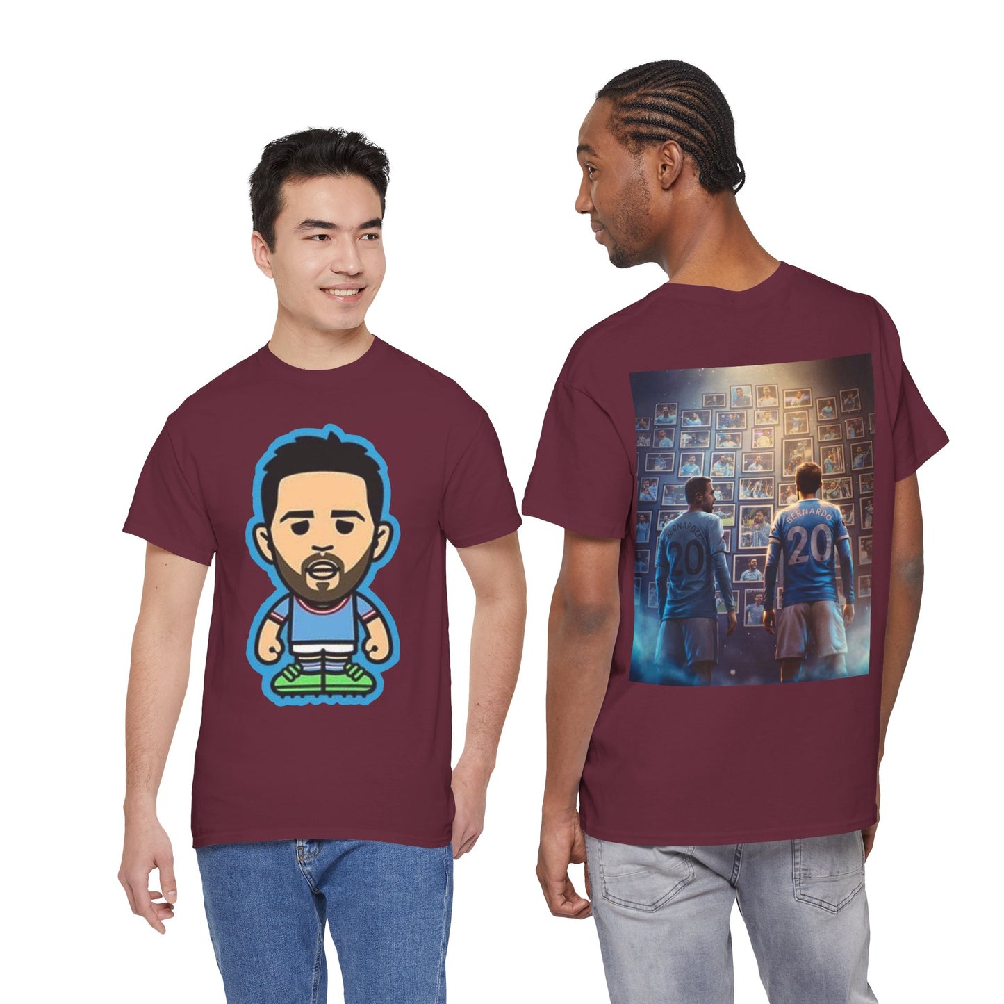 Bernardo Silva Manchester City Legend Graphic Tee — Player Cartoon Front & Tribute Poster Back