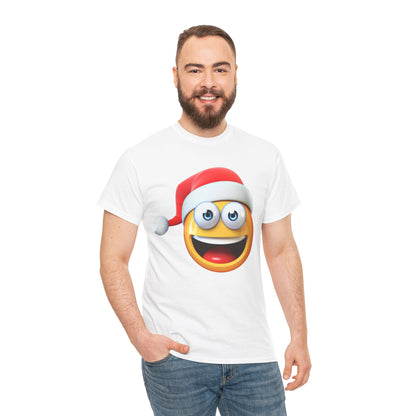 Christmas Emoji T-Shirt — Santa Hat Smiley Holiday Tee
