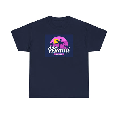 Miami Palm Sunset T-Shirt — Retro Florida Vacation Tee