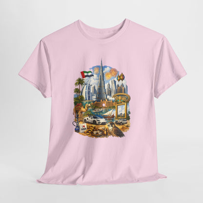 Dubai Skyline Beach Vacation T-Shirt – Retro Travel Collage Tee