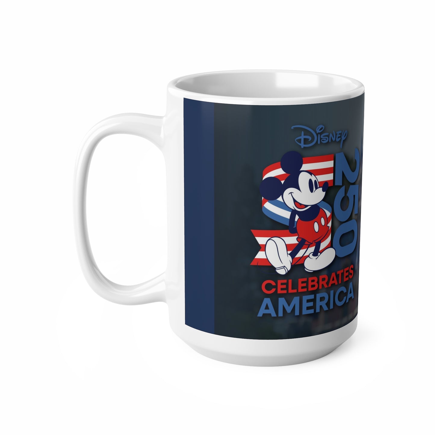 Disney Mickey 'Celebrates America' Flag Mug — Patriotic 11oz & 15oz Coffee Cup